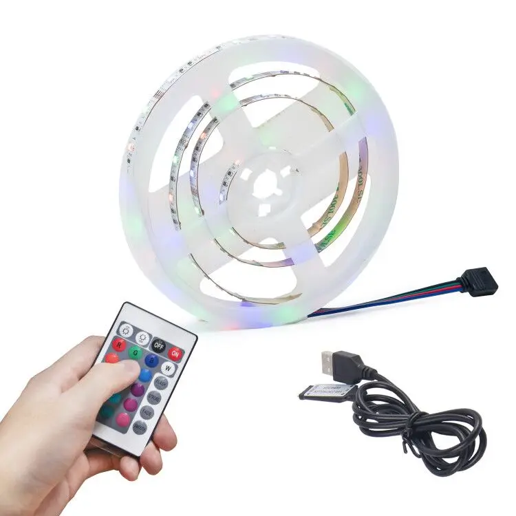 Set 2835 RGB 60LED 5V Remote Control USB Power LED Strip led strip Tv Back rgb 5050 inside car led strip lights