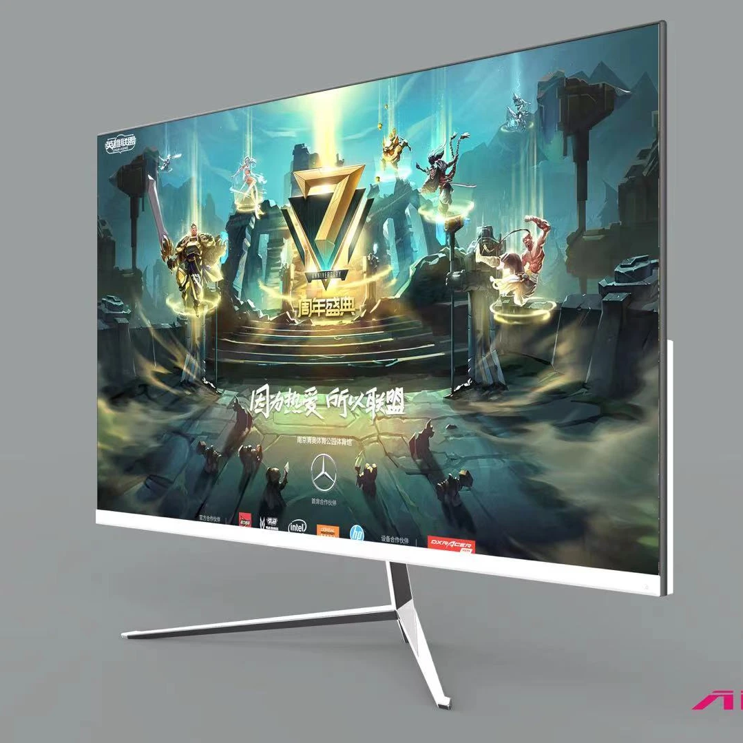 User setup showing proper ergonomics for 32-inch monitor: eyes level with top third of screen, arms at 90 degrees