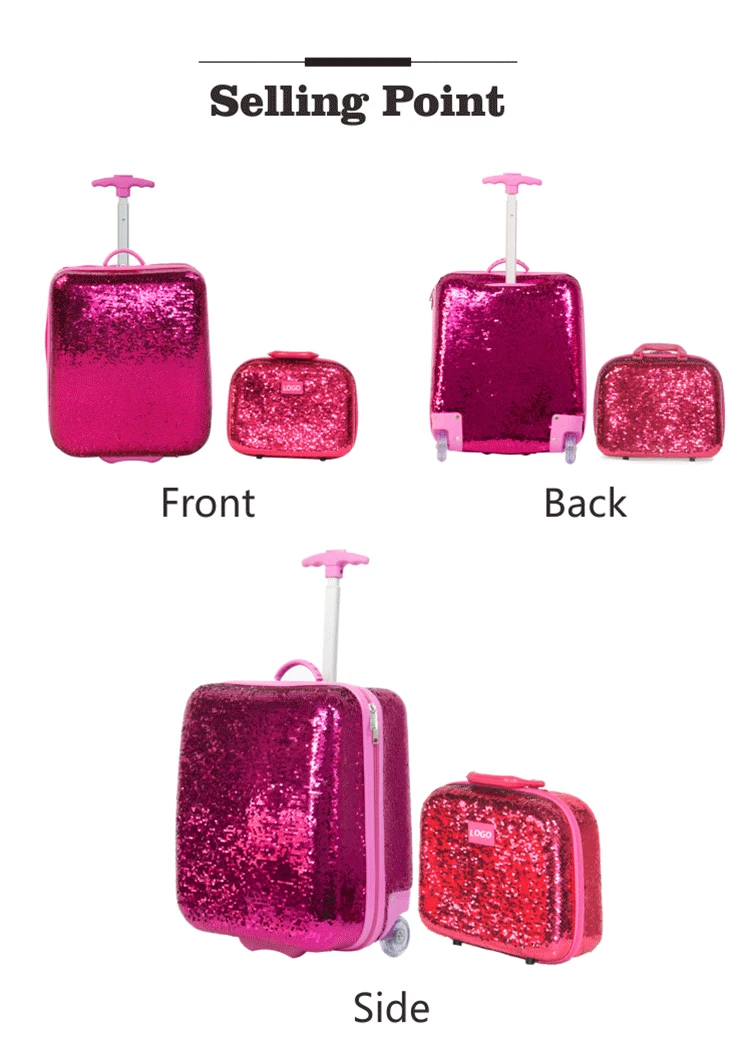 Unique Double Reverse Sequins Bling Design Magic Reversible Sequins 18 Inch Traveling Luggage