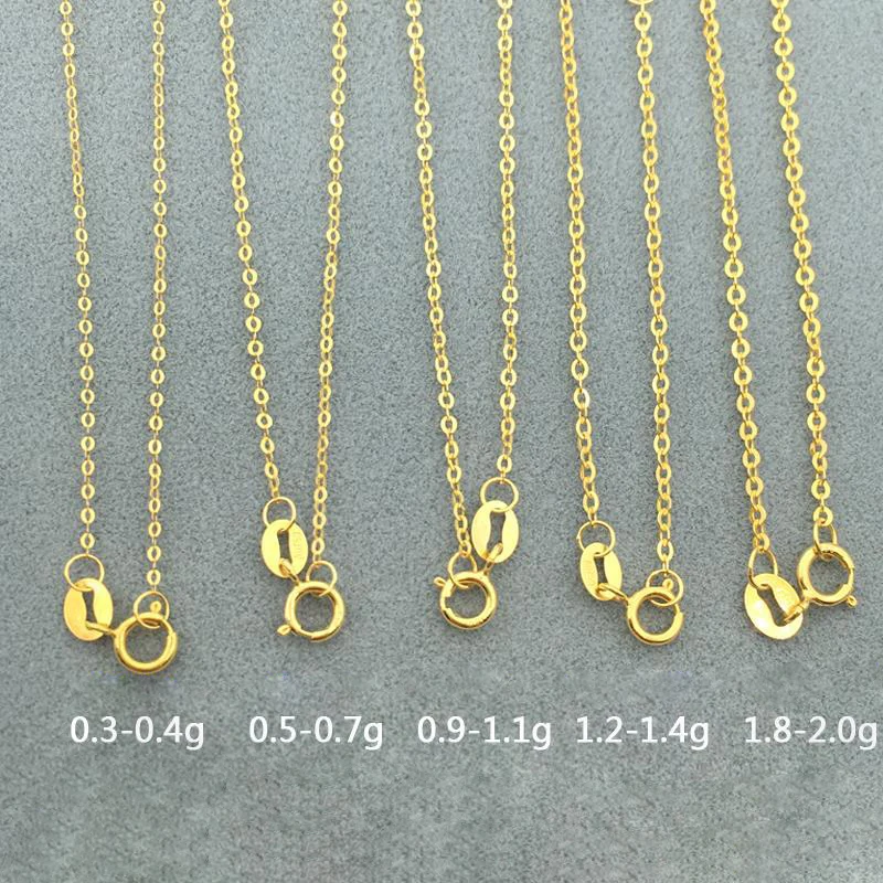 9k 10k 14k 18k Real Gold Cable Chains Necklace Chaine Pour Femme Gold
