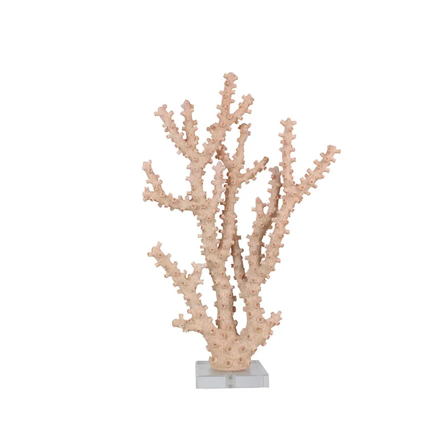 Resin Faux Branch Coral Sculpture with acrylic base Coral Ornament Red Tabletop Coral Decoration for Home and Office Display details