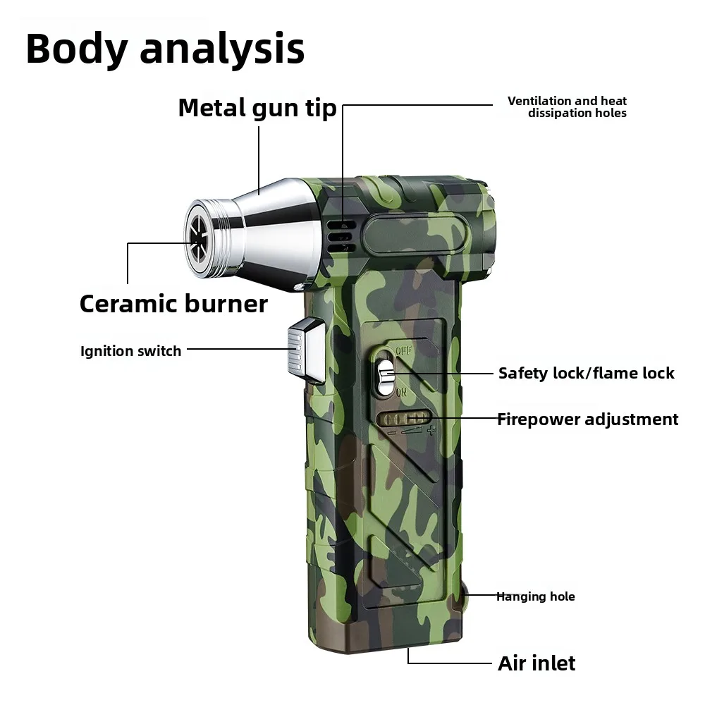 db 608 new high power flame green flame welding torch lighter portable windproof butane gas lighter for cooking camping cigar bbq igniter-1