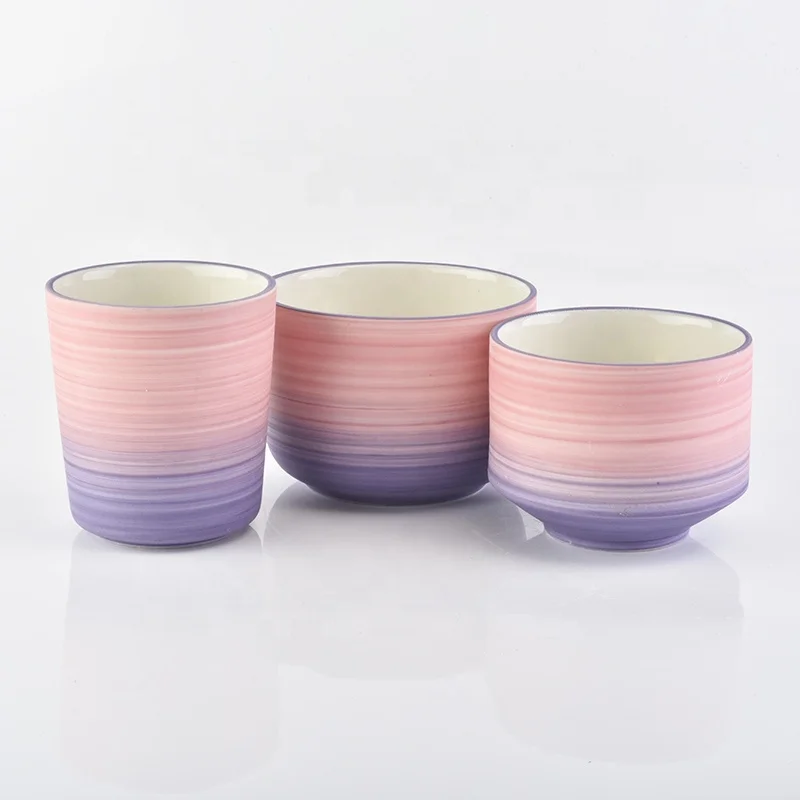 Frosted rainbow candle votive holder ceramic candle jars wedding centerpiece in bulk
