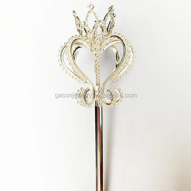 Fairy Princess Queen Silver Magic Wand Crystal Rhinestone Scepters