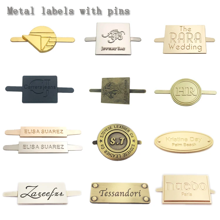 Design bag metal brand tags custom metal logo plate label for handbags