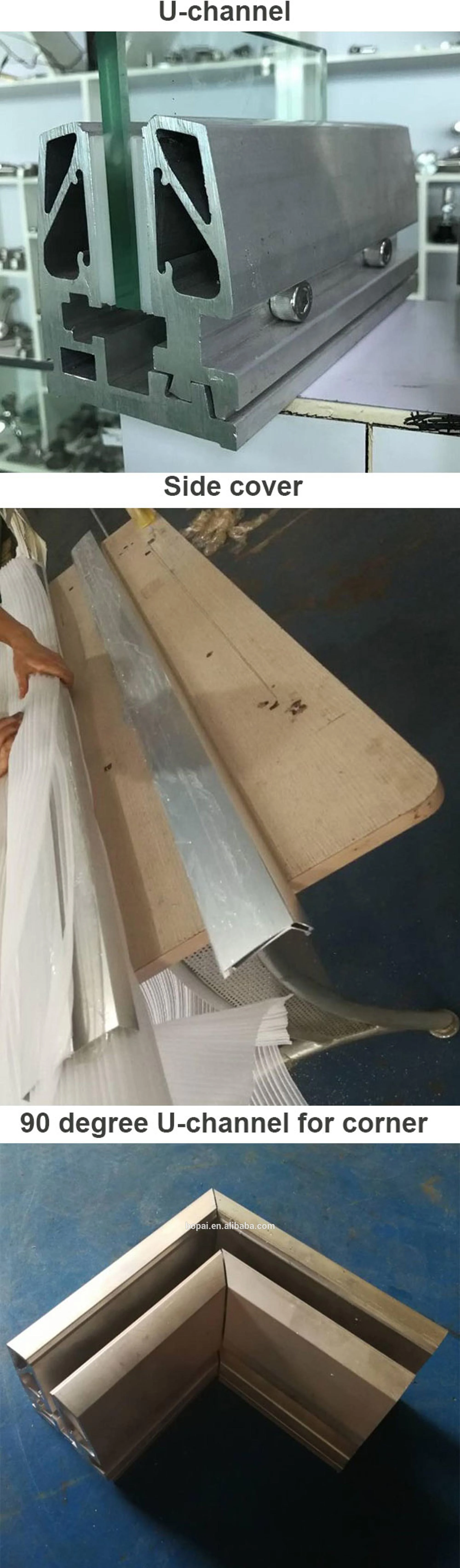 Base Fixed Aluminum U Channel Profile for Glass Railing System