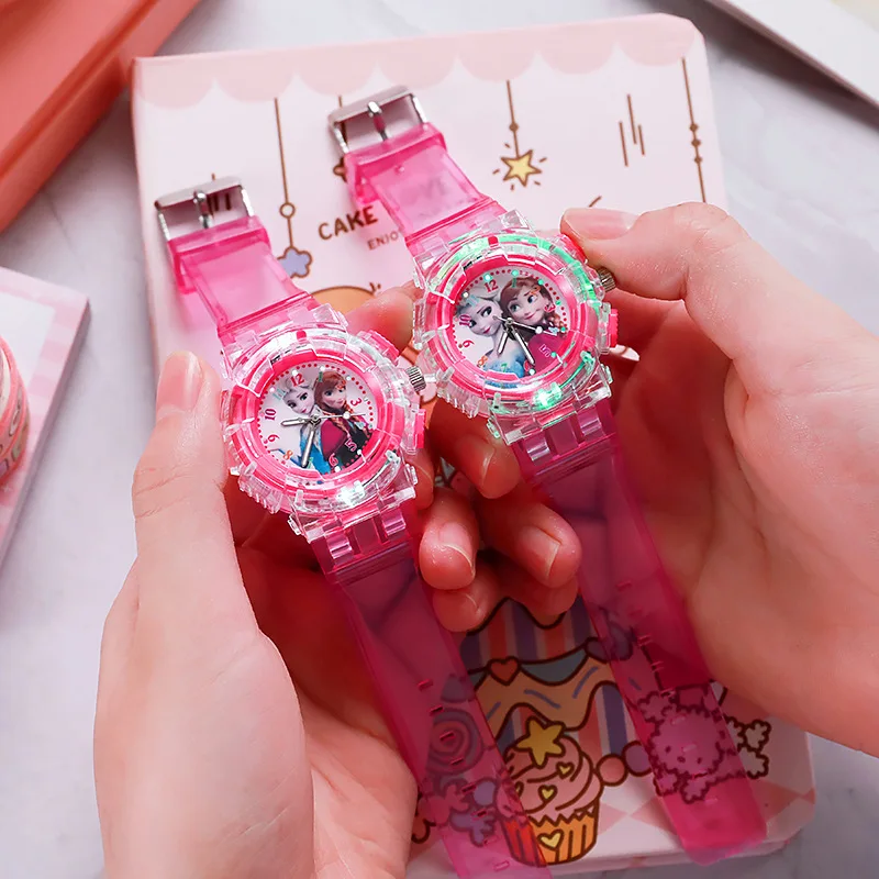 New Styles Frozen Princess Anna& Elsa Children Watch Toys Fashion Crystal Cartoon Quartz Wristwatch for Girls Kids Toy Gift