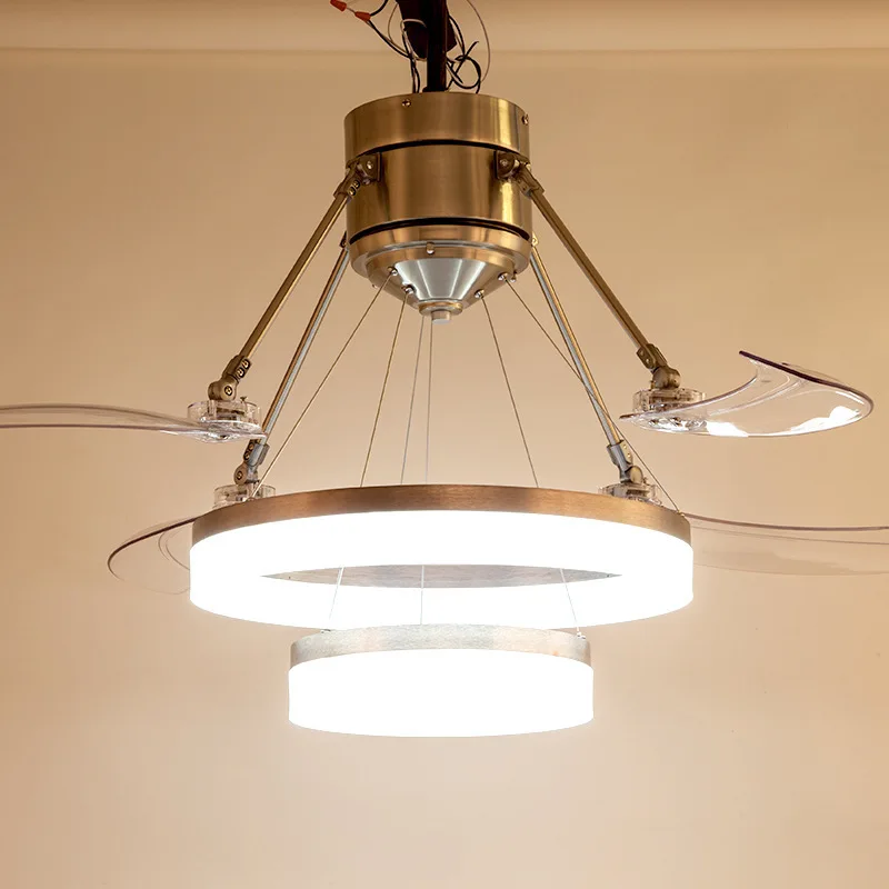 New style  indoor led ceiling fans light decorative ceiling mounted fan light with remote led fan light acrylic chandelier