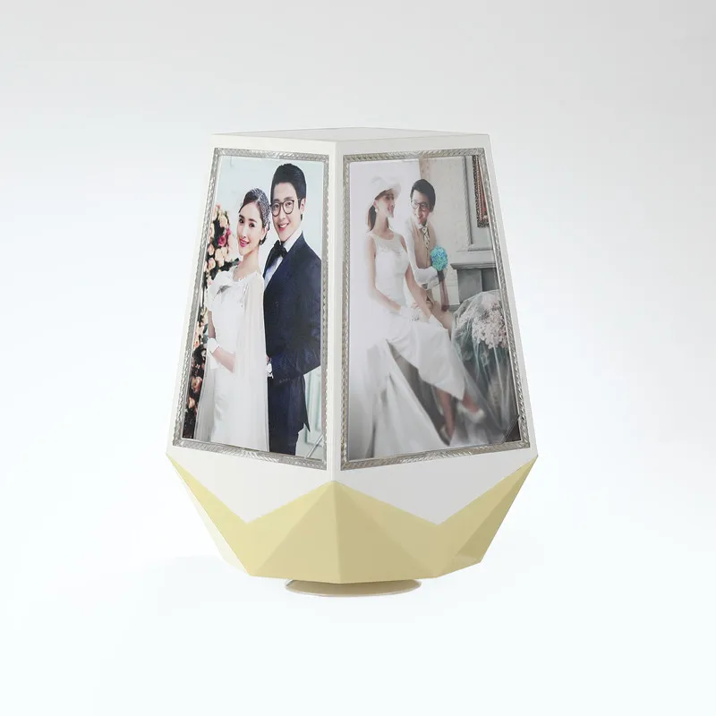 Professional Custom rotating photo frame stand plastic LED lights  picture frames