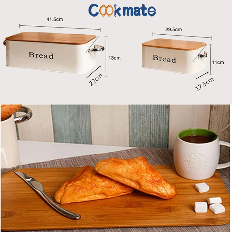 Cookmate 2in1 Modern Bread Box With Bamboo Cutting Board Lid Space