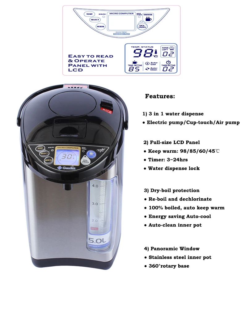 Tiger Pdu-a50u-k Electric Water Boiler and Warmer (Stainless Black/5.0-Liter)