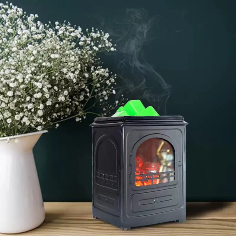 Fireplace Design Flame Glow Electric Wax Melts Warmer,Metal Candle