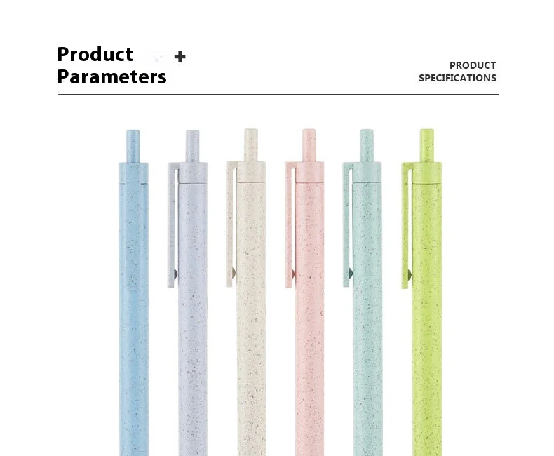 High Quality Recycled Eco-Friendly Wheat Straw Ballpoint Pens Custom Logo Wholesale Hot Sale for Sports Advertising 1.0mm