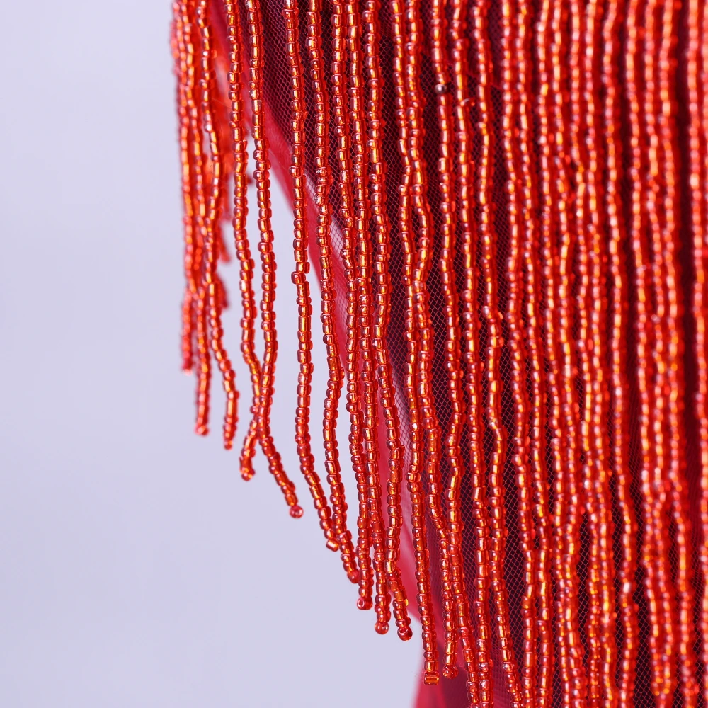 Dra211 Wholesale Crystal Tassel Fringe Long Latin Dress Fringe For