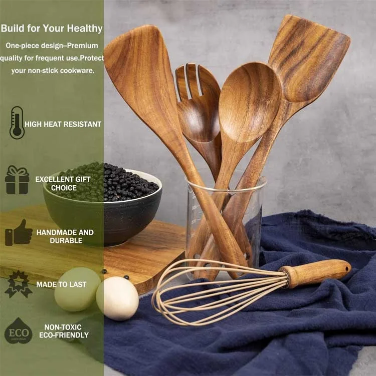 natural teak wood utensils