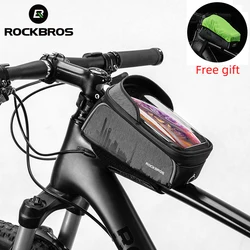 ROCKBROS 017-5 Touch Screen Waterproof Bicycle Frame Bag Cycling Top Tube Bags Front Phone Holder Case Accessories