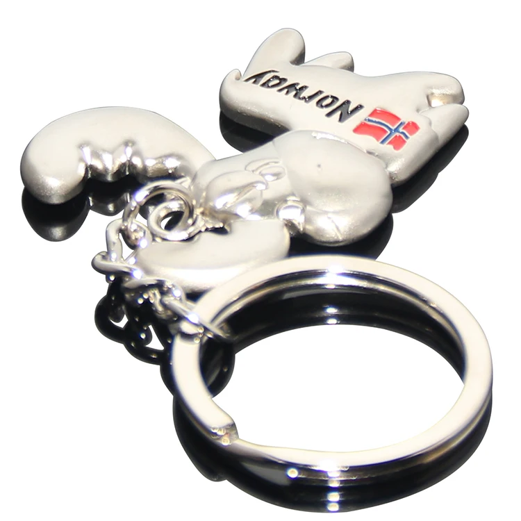 Deer Shape Norway National Emblem Key Chain Ring Holder Norway Flag