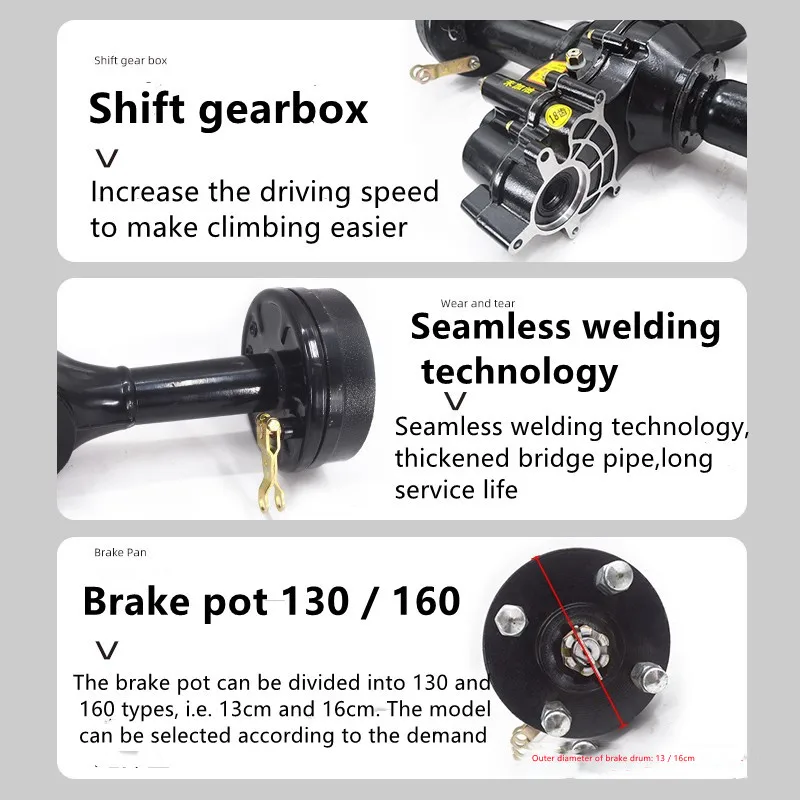 Electric Tricycle Disc Brake Rear Axle Assembly Highpower Motor High