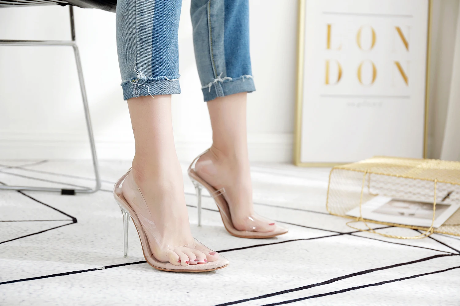 pointed perspex heels