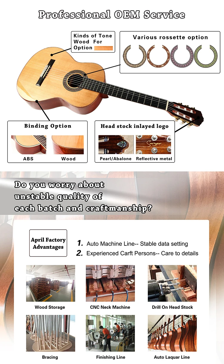 Wholesale Custom Brands Full Size 39 Inch Nylon String Walnut Classical