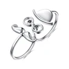925 Sterling Silver Fun Hat Glasses Mustache Two Finger Ring for Women