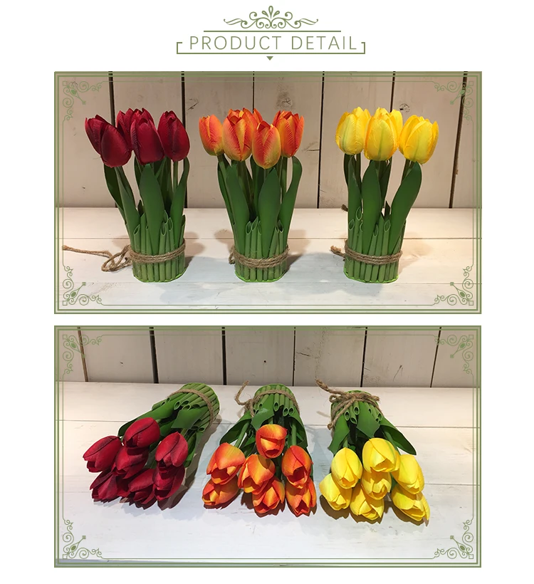 Hot Sale Lifelike Plastic Faux Tulip Flowers Artificial Flower Plant