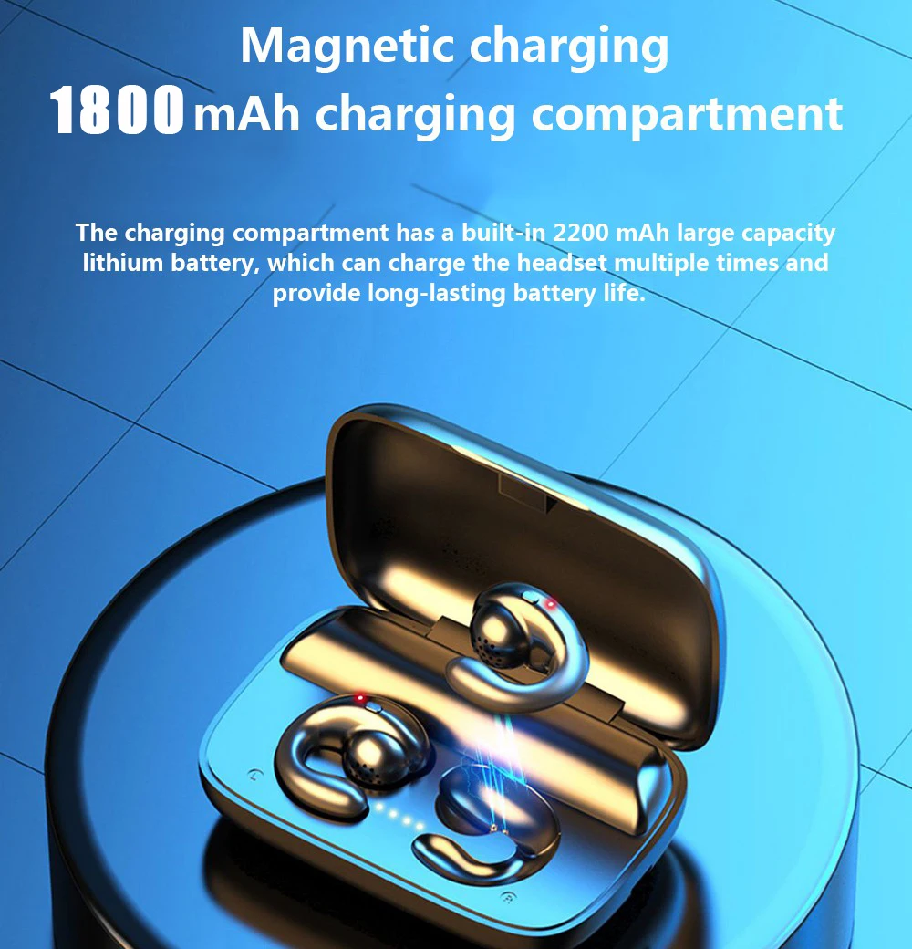 Bone Conduction Wireless Earphones Ear buds S19 Tws 5.0 Headphones Sports Earbuds Headsets with 2200mAh Charging Case - ANKUX.COM