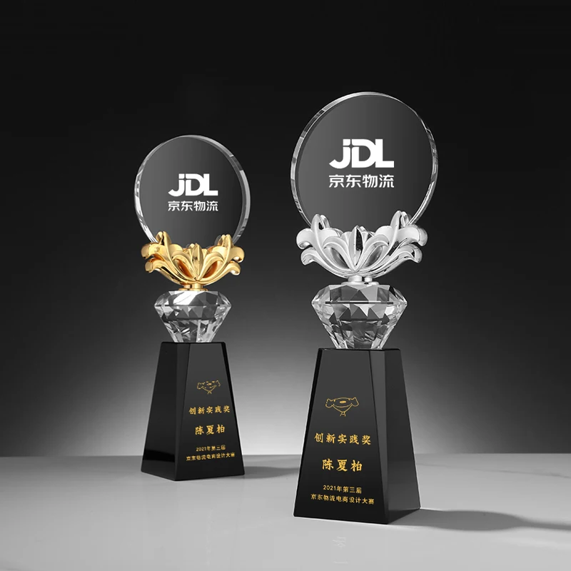 Wholesale Custom Logo Crystal Trophy Cup New Style Sports Plaque Award for Company Anniversary Events UV printed Metal manufacture