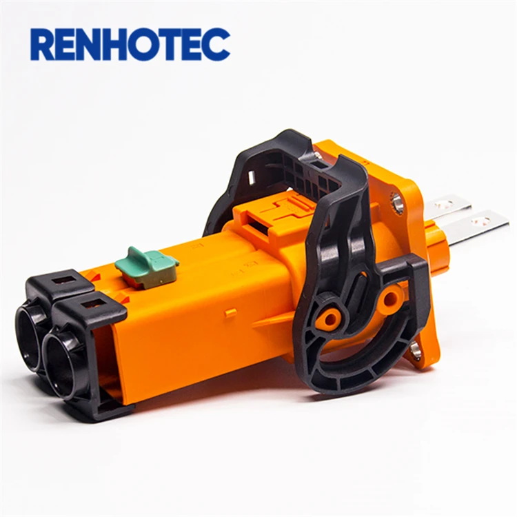 EV 1500V High Voltage 125A Plug And Socket Plastic Shell 2 pin Of 6mm Plastic Socket HVIL Connector