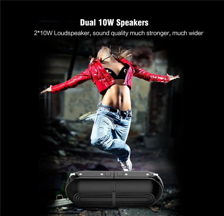 TWS BT Portable Speaker D20 10W Loudspeaker Stereo Sound Quality Two Portable Power Bank Double USB Port For Outdoor - ANKUX.COM