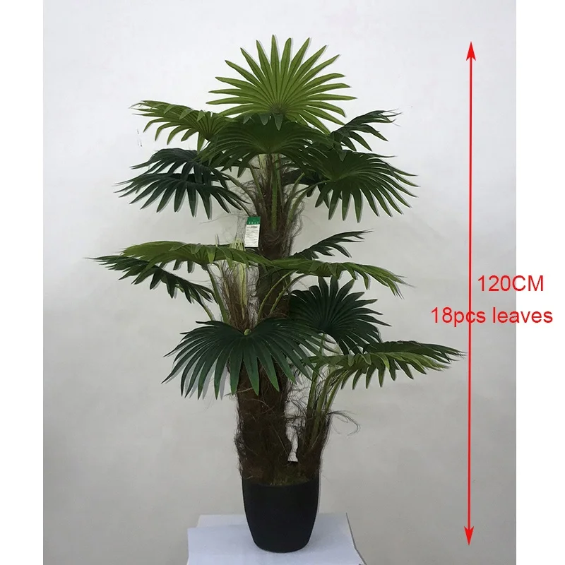 120cm height with 18pcs leaves mini artificial indoor decorative fan palm bonsai tree plant,  artificial mini fan palm tree