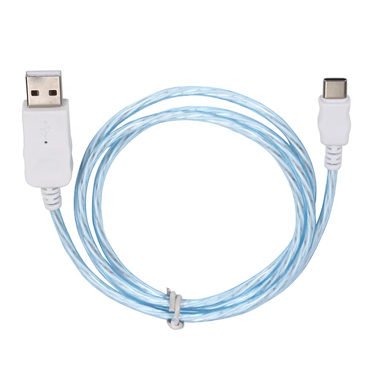 New Arrival Fast Charging 1M Led Flowing Light AM To Type C Data Cable