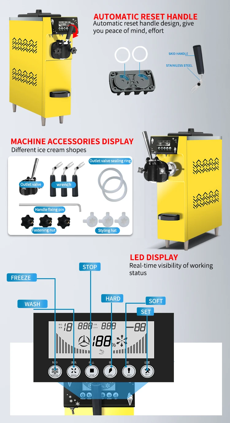 KLS-S12 Ice Cream Machine - 12L/H Capacity & Stainless Steel