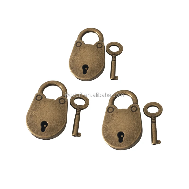 Vintage Style Small Mini Padlock With Keys-Antique Silver Color 2 pcs 