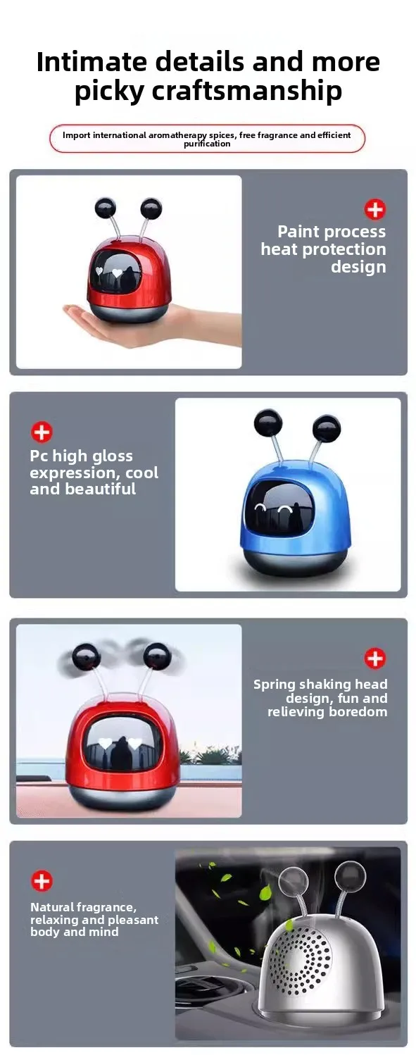 Dynamic Robot Car Air Purifier and Fresh Scent Ornament Long-Lasting Solid Fragrance Modern Interior Decoration for Cars