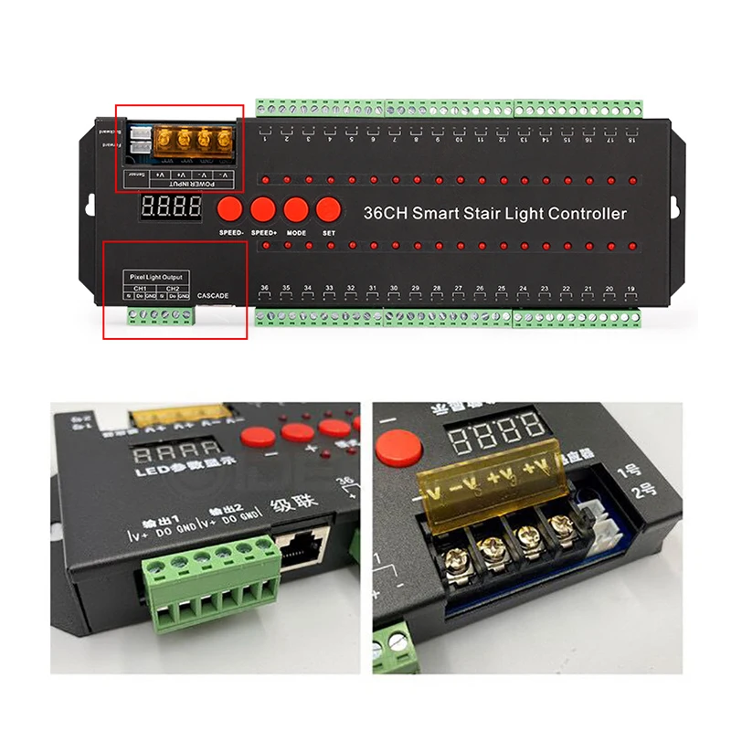 36 Channel Smart Stair Light Controller For Stair Sensing Steps And
