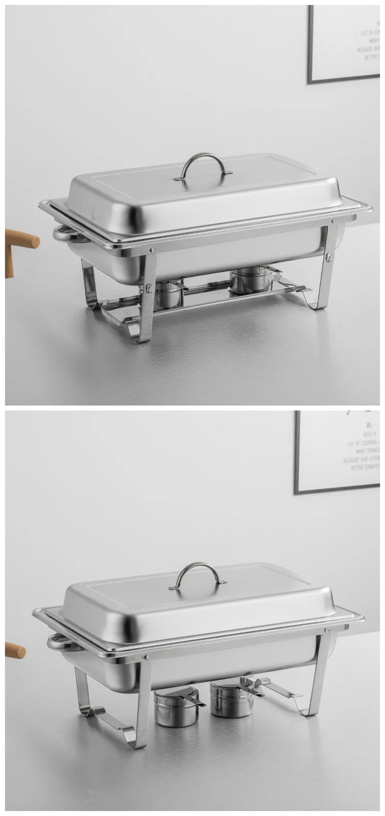 hotel buffet rectangle stainless steel kitchen equipment Capacity 9 liter chaffing dishes for catering