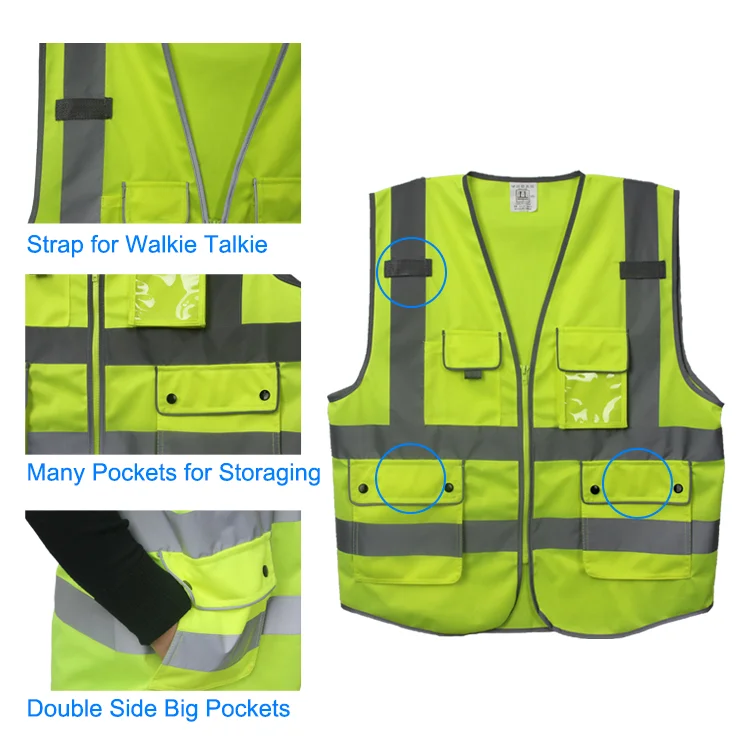 120g Construction Vest 100 Polyester Standard Weight Custom Front
