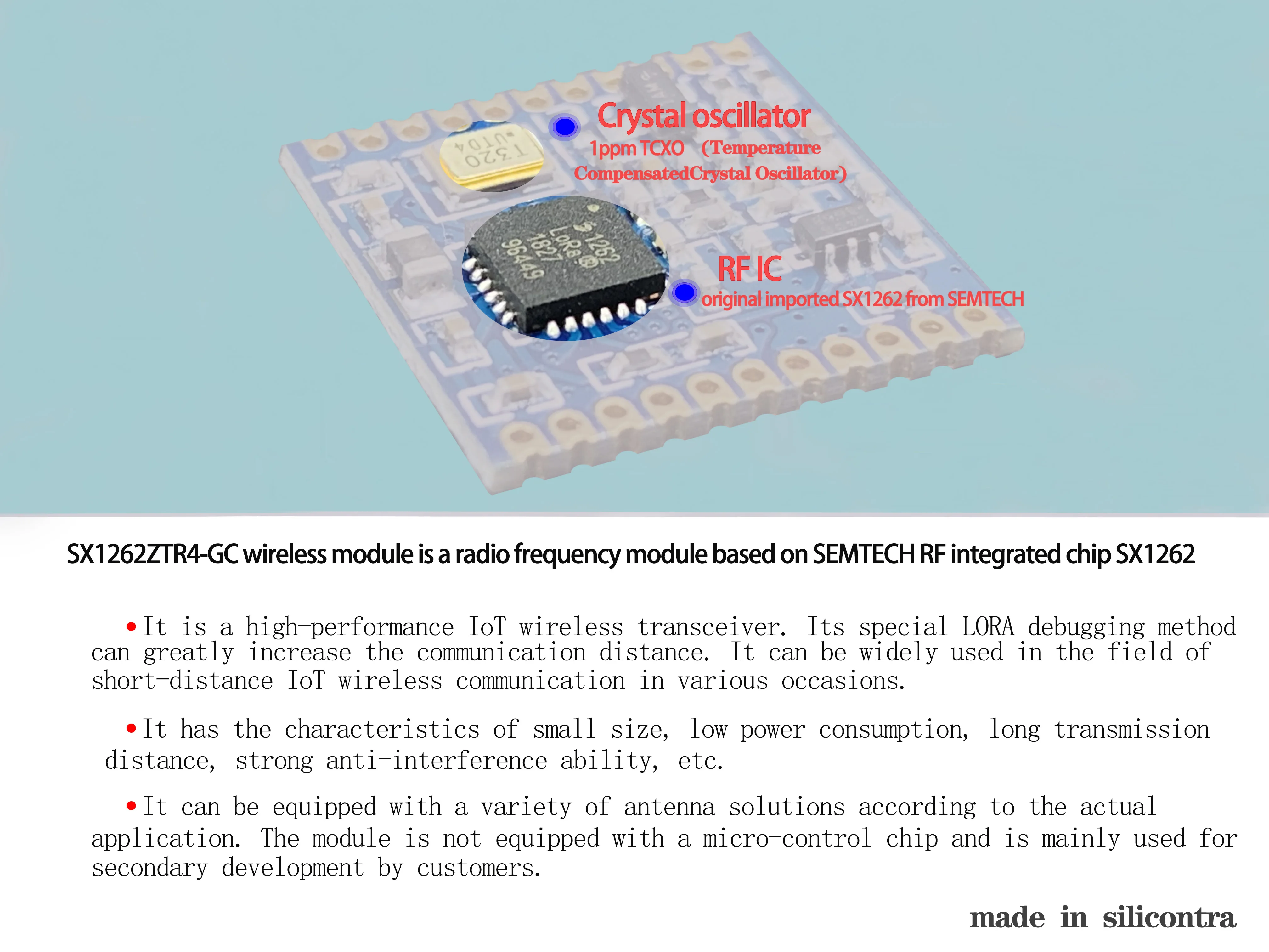 433MHz LoRa SX1262 Wireless transmission& communication module Sub-1ghz lora module - ANKUX.COM