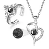 100 Languages Necklace Ring For Women Memory Of Love Crown I You Projective Set
