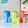 hot sale 1500ml drinkware food grade double wall PS plastic water pitcher hot water dispensing pot drinking water pot with 4cups