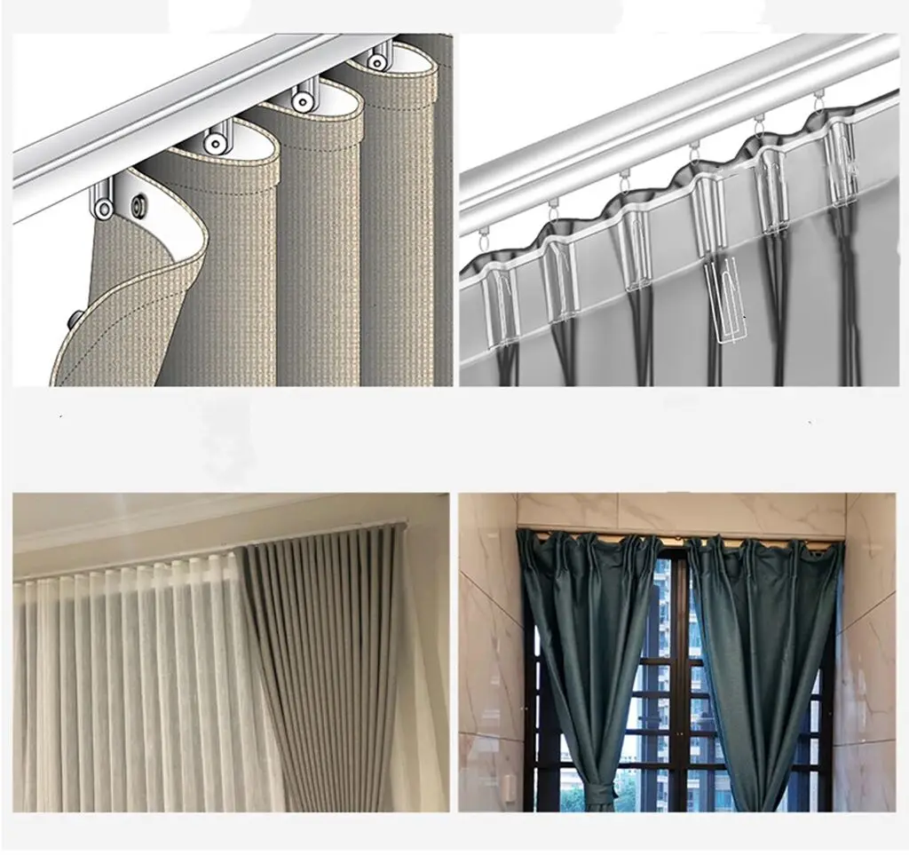 Office Building Wave Curved Electric Curtain Track Overlap Curtain