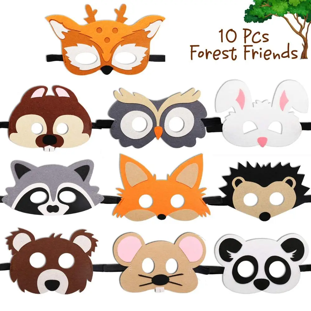 animals felt masks 10 pcs woodland creatures animal cosplay zoo camping themed party favors supplies for kids buy animal felt masks for kids kids felt mask animal mask product on alibaba com