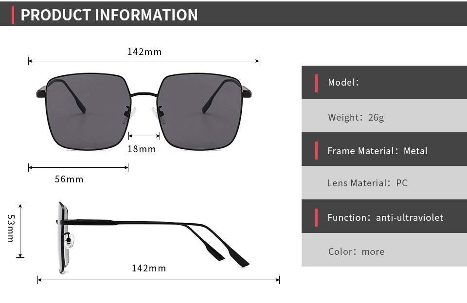 Eugenia black square sunglasses in many styles -3