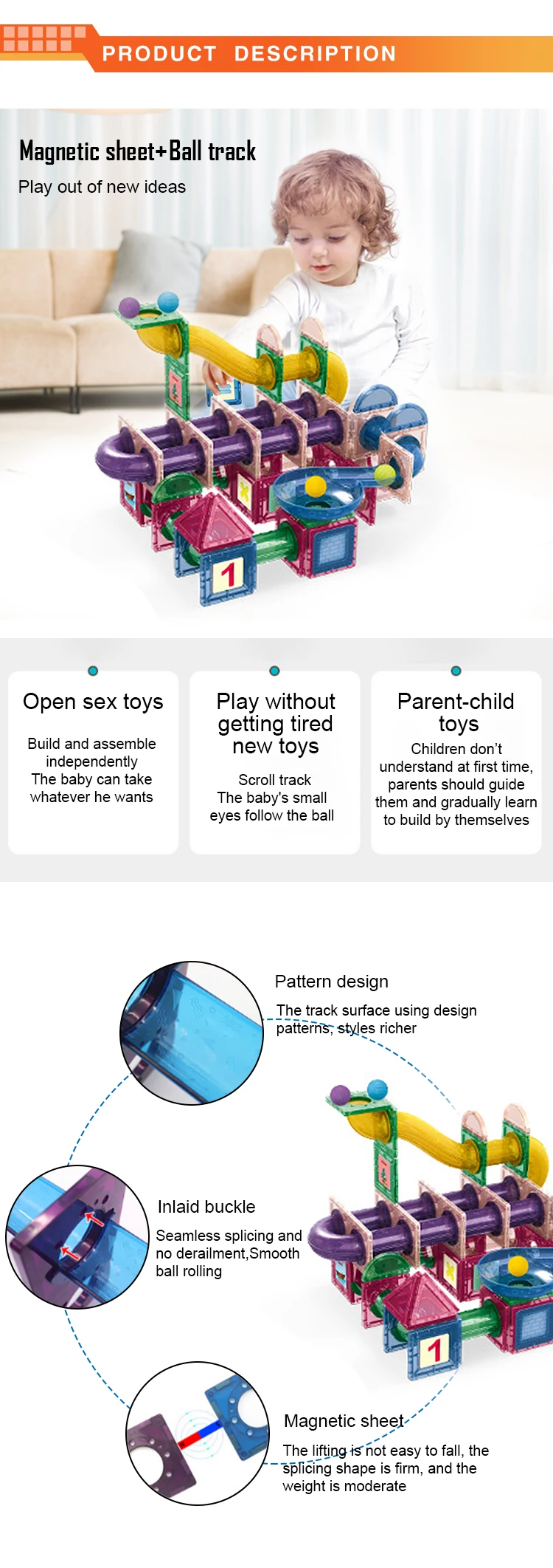 Factory direct new design 3D educational toy 177pcs DIY magnetic tiles for kids