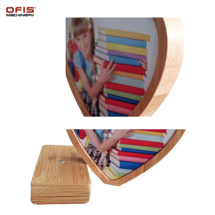 Heart Shaped Magnet Stand Sublimation Blank Bamboo Photo Picture Frame