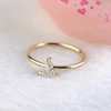 Bezel setting 5x5mm fancy triangle cut moissanite diamond solitaire ring in 14k yellow gold