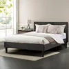 Professional Factory Grey Linen Fabric King Queen Double Size Upholstered Platform Bed