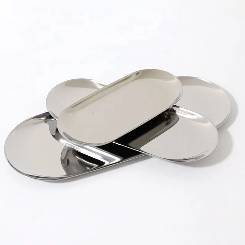Wedding Decoration Storage Tray Dish Plate 300mm Stainless Steel Storage Tray Ins Luxurious Oval Snack Fruit Plate  MP-01