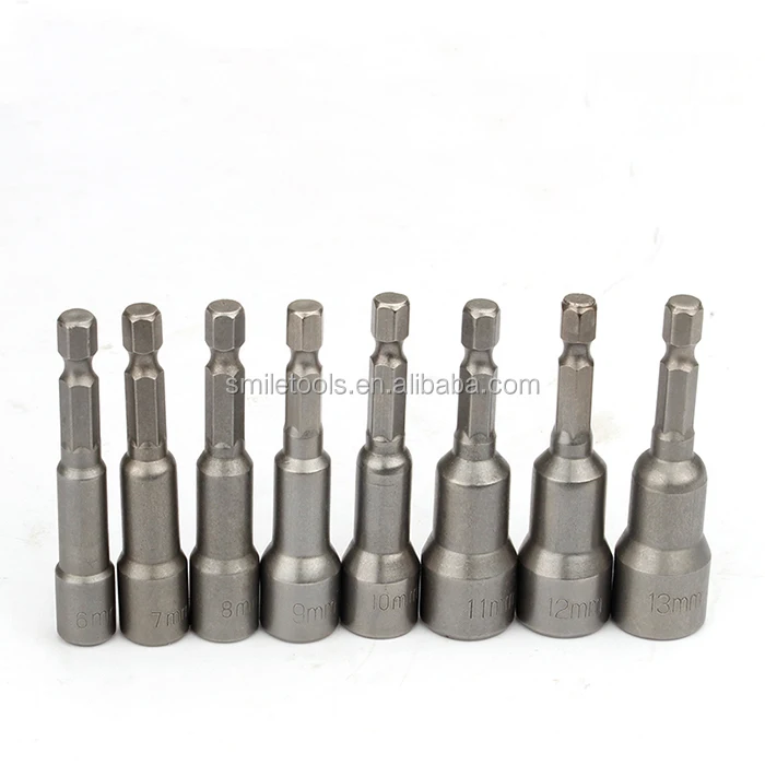 HH-HL Industrial Rotary Drill， 14pcs 6-19mm 1/4 Inch Hex Shank Socket Magnetic Nut Driver Set Drill Bit Adapter Drill Bits Cutting 